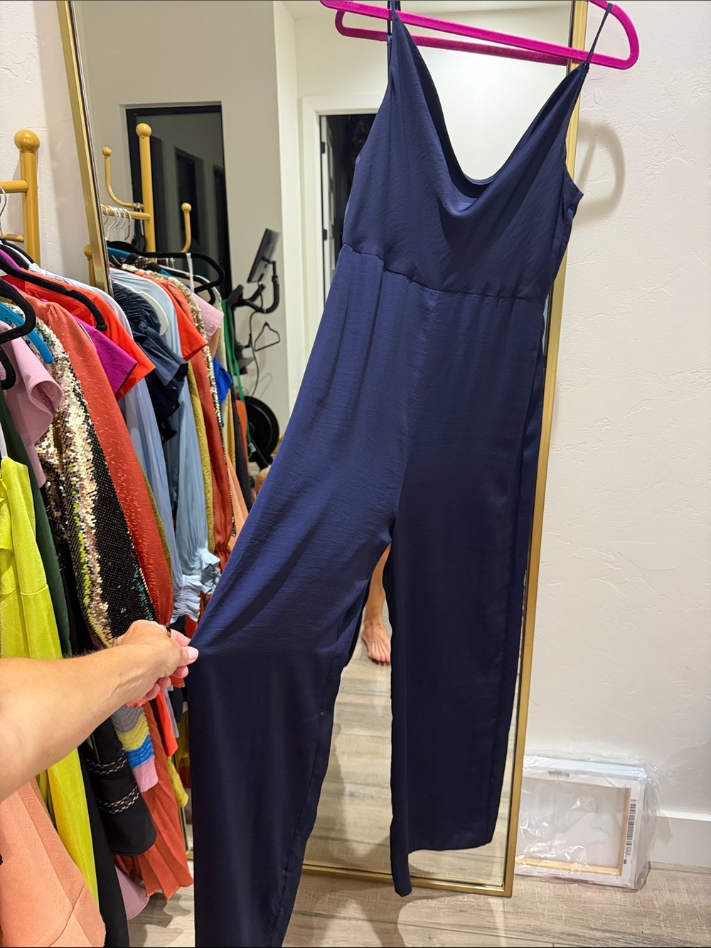 Ever New Navy Cowl-Neck Wide-Leg Jumpsuit